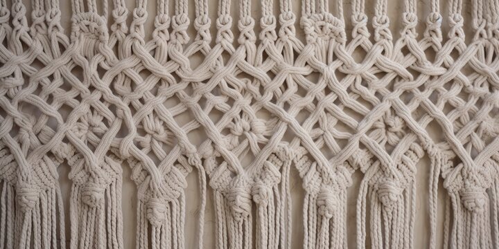 AI Generated. AI Generative. Vintage hand made art work macrame with rope knots decoration. Eco hipster boho vibe. Graphic Art