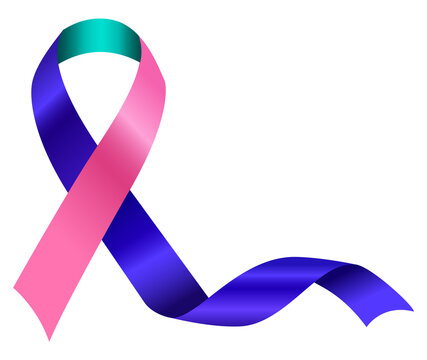 Teal pink purple blue color ribbon representing thyroid cancer awareness, and bring awareness & support to brain tumor and/or cancer