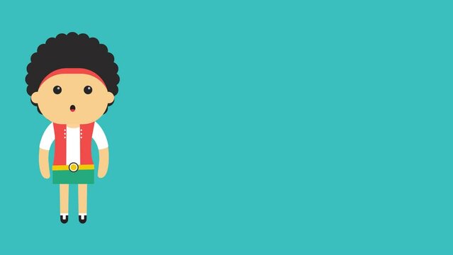 Animated curly lady seen talking. suitable to be placed in presentation content and product advertisements.