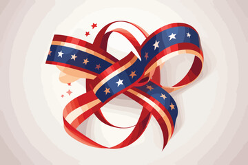 4th of July celebration ribbon icon American Independent day vector illustration.