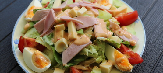 italian salad with cheese and ham