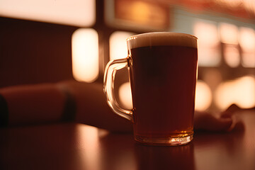A glass of beer on a table