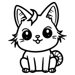 cute cat outline illustration for international cat day