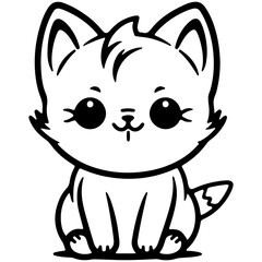 cute cat outline illustration for international cat day