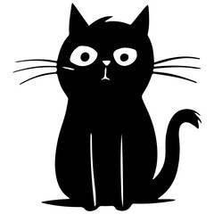 cute cat black fill and hand drawn illustration for international cat day.