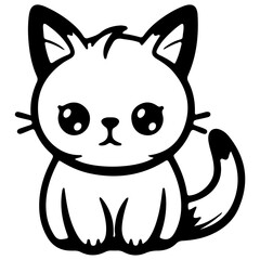 cute cat outline illustration for international cat day