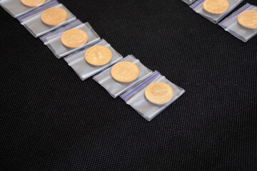 Austrian four ducats on US dollars. Investments in investment coins. The concept of buying gold. investment in gold.