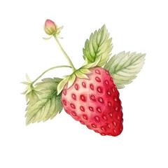 Watercolor Strawberry Isolated. Illustration AI Generative.