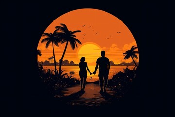 couple, traveller,vintage, sunset