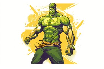 Body builder green and yellow combination