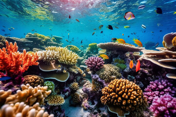 Fototapeta na wymiar coral reef and fish, Generative AI