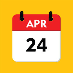 calender icon, 24 april icon with yellow background