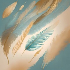 Sophisticated Design: AI-Generated Watercolor Feathers in Brown and Blue