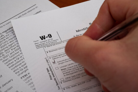 Tax Form W-9 Request for Taxpayer Identification Number and Certification, business concept.