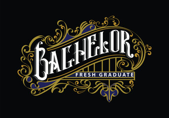 BACHELOR lettering logo custom template design