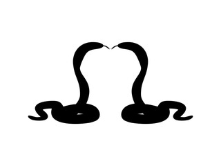 Silhouette of the Pair of the Cobra Snake for Logo, Pictogram, Website or Graphic Design Element. Vector Illustration 
