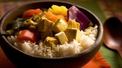 rice and vegetables HD 8K wallpaper Stock Photographic Image