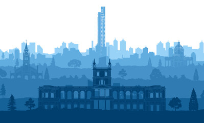 Obraz premium Paraguay famous landmark silhouette style with text inside