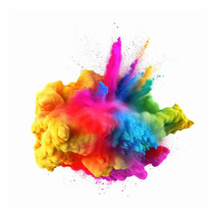 Fototapeta na wymiar Big powder colorful explosion isolated on white background, created with generative AI