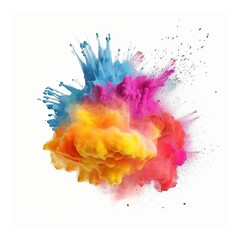 Big powder colorful explosion isolated on white background, created with generative AI