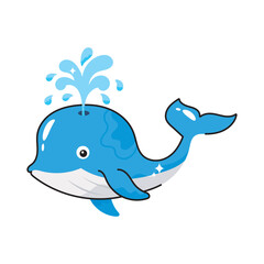 Whale doodle vector outline Sticker. EPS 10 file