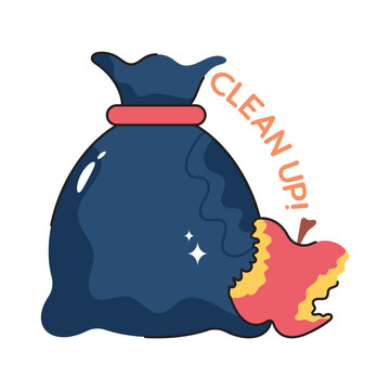 Clean Up Doodle Vector Outline Sticker. EPS 10 File