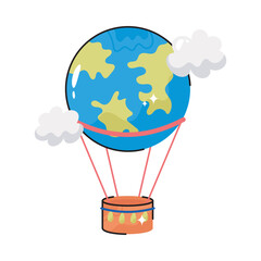 Hot air balloon doodle vector outline Sticker. EPS 10 file