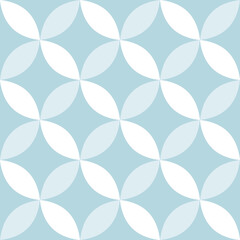 Contemporary geometric seamless mid-century blue pattern with simple retro shapes, stars and circles. Abstract background on a light background in scandinavian style for kids.