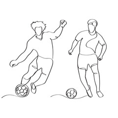 Football soccer player continues line art drawing