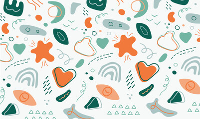 Cute Abstract Background Art in Doodle Style For Gift Wrap