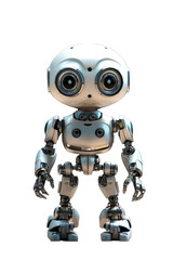 Obraz na płótnie Canvas Metallic Silver Toy Robot - Futuristic Character Design - Transparent Background - made with Generative AI