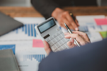 Groups of people joining in discussions, business meetings, startup company sales team meetings, brainstorming and summary of company performance. Business strategy management concept.