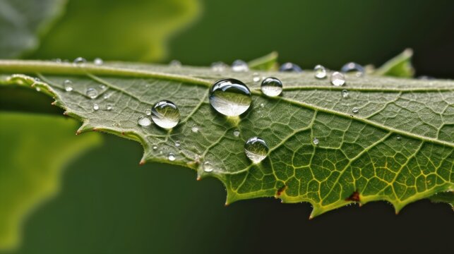 leaf with drops HD 8K wallpaper Stock Photographic Image