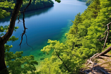 Fototapeta na wymiar Beautiful lake view with clear water in summer