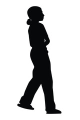 Fototapeta na wymiar Woman silhouette vector on white background ,people in black and white, illustration for creative content.