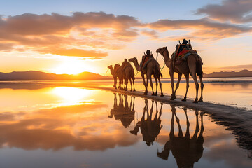camel at sunset in africa ai generated art 