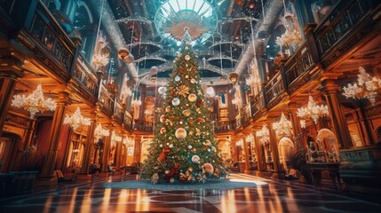 Fototapeta premium a magnificent Christmas palace, Generative Ai