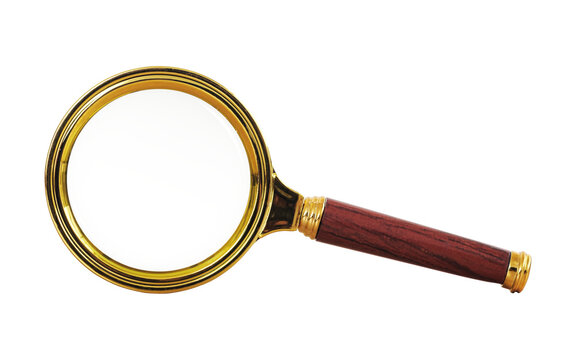 golden magnifying glass translucent background