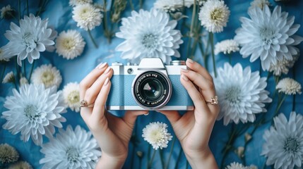 World Photographer's Day. the camera is in the hands of a person. Greeting cards for holiday photos. World Camera Day. generative ai