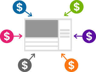 Money making websites earning passive income digital marketing icon label sign design vector