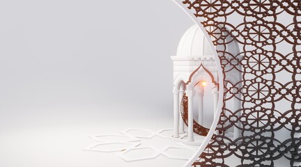 The Majesty of the Mosque: 3D Render the Muslim Podium with a Beautiful and Beautiful White Background