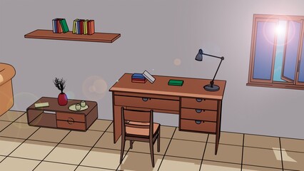 Cartoon or Comic Style: Study Room 