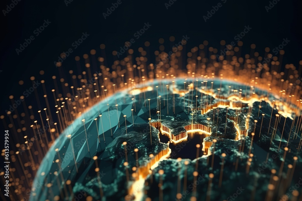 Canvas Prints lights in the night. abstract digital globe viewing from space at night. generative ai