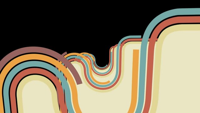 animtion of retro vintage lines in vintage rainbow color pallette