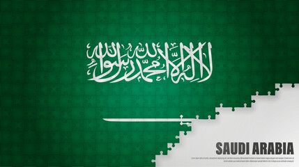 SaudiArabia jigsaw flag background.
