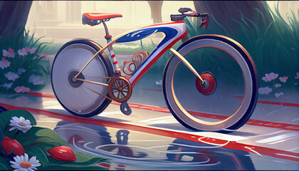 Fototapeta premium Generative AI bike on the road
