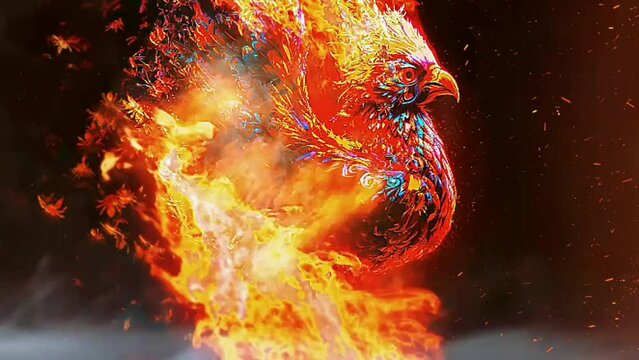 luxury elegant phoenix fire wing.loop animation