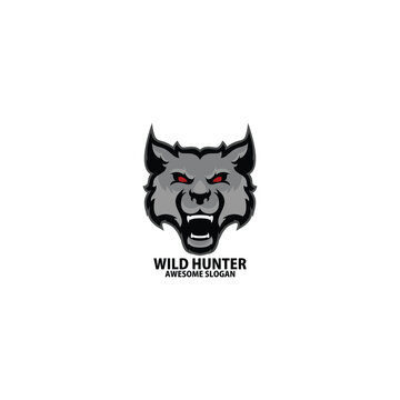 wolf hunter logo design gaming esport