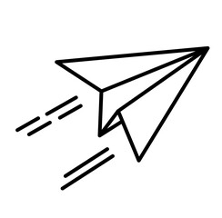 Cute paper airplane back to school cartoon outline icon	