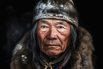 Portrait of Native Alaskan Eskimo Man, Generative AI - obrazy, fototapety, plakaty